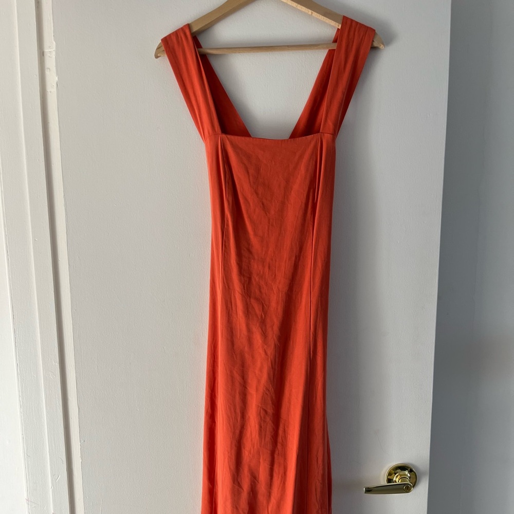 Mango Strapless Orange Dress